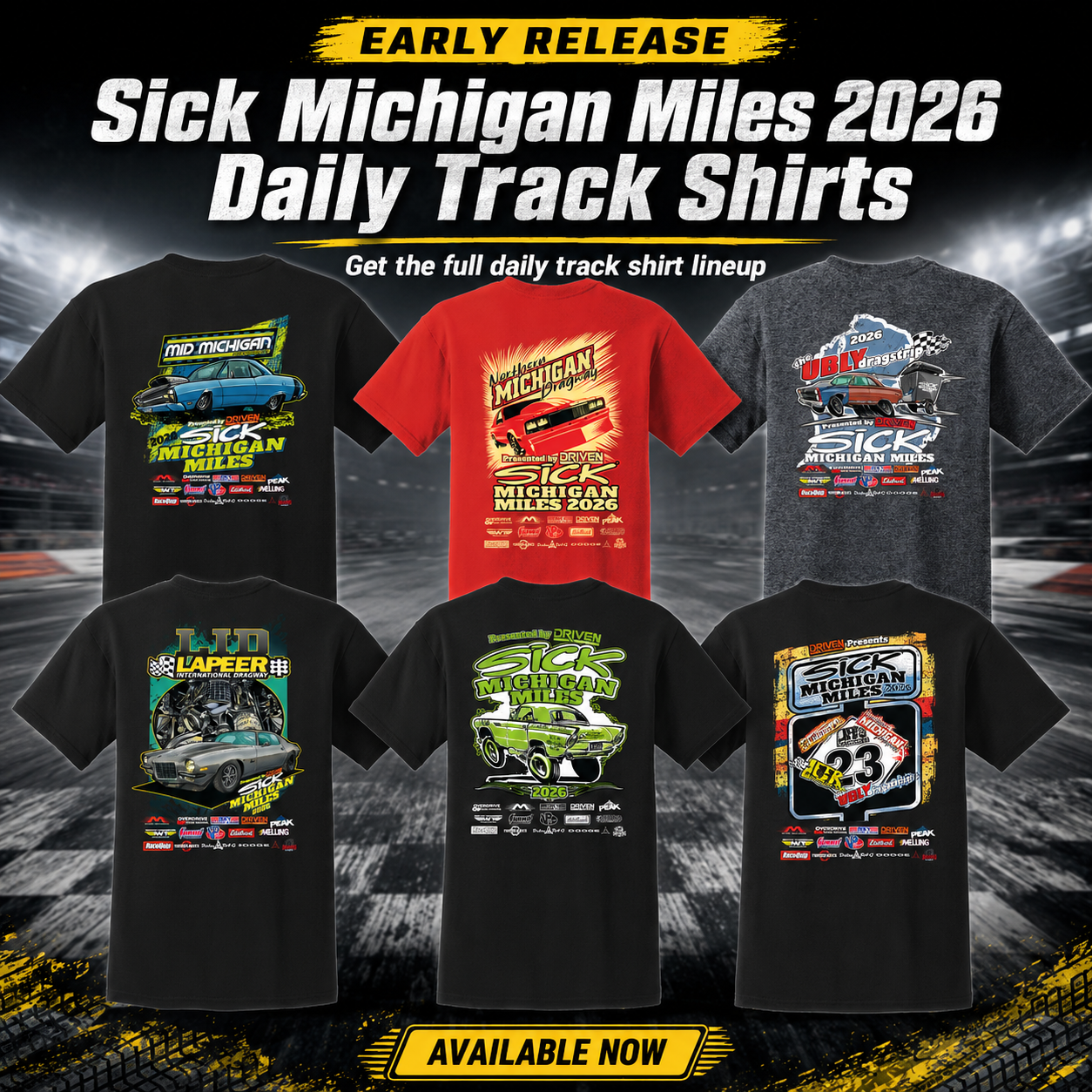 Sick Michigan Miles 2026 Daily Track Shirt 6 Pack!