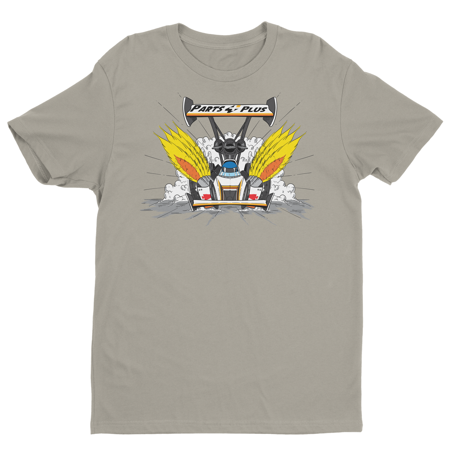 Clay Millican Cartoon Dragster T-Shirt (Gray)