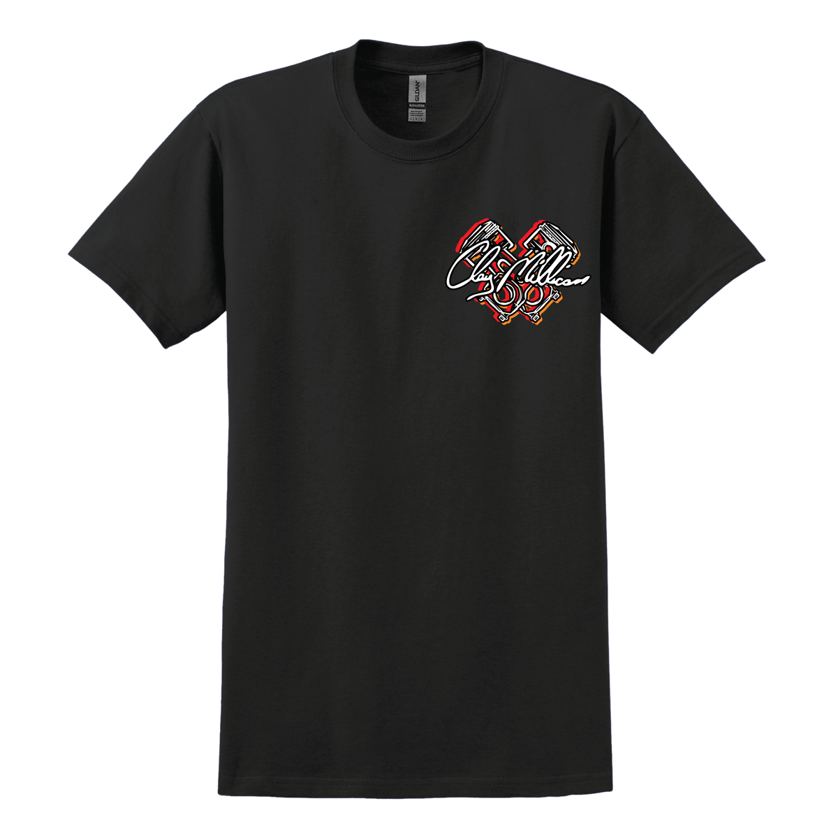 Clay Millican Stomp On That Loud Pedal T-Shirt (Black), front