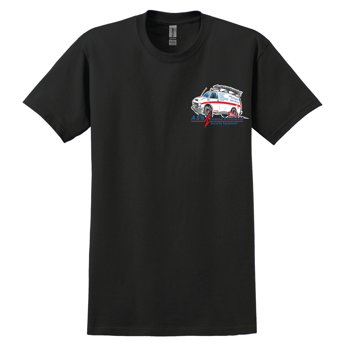 Alarm Service Network ASN T-Shirt (Black), front