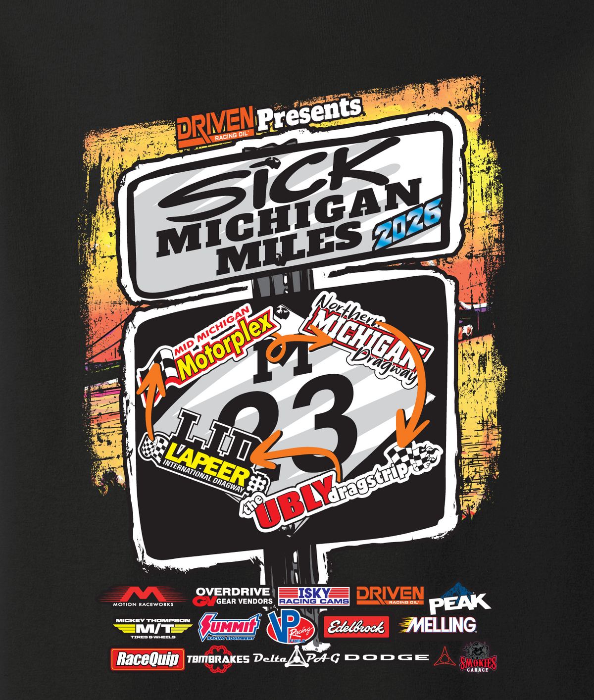 Sick Michigan Miles 2026 All Track T-Shirt, back