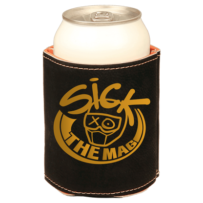 Sick The Mag Leather Koozie in black and gold