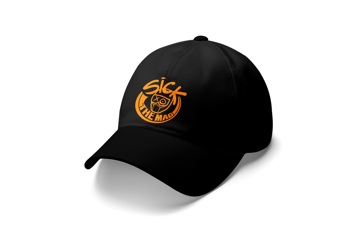 Black with Orange Logo Buckle Hat