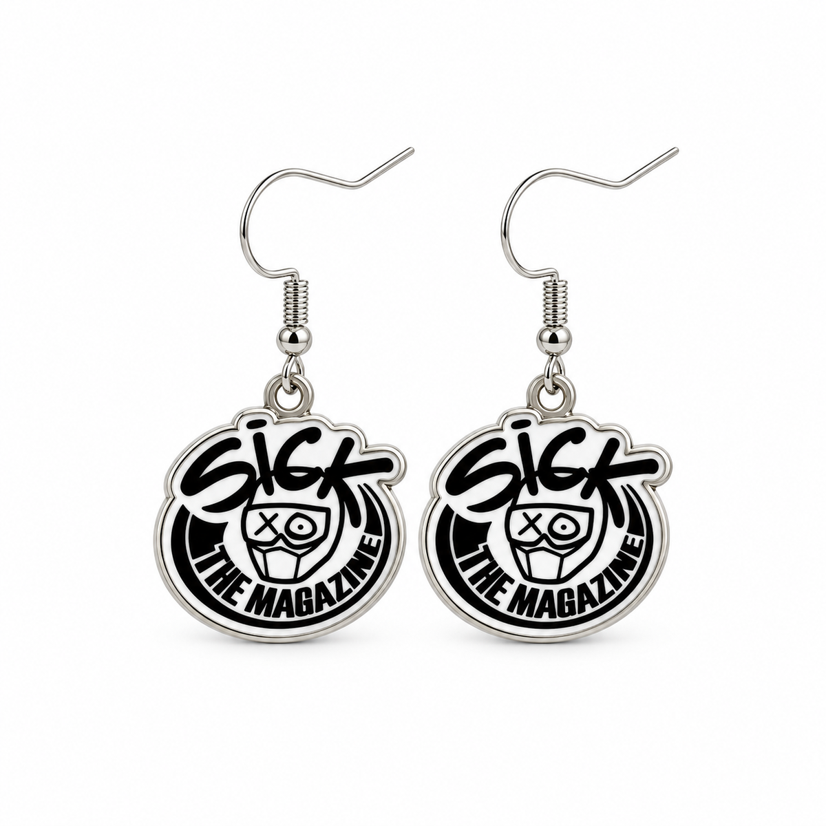 Sick The Magazine Logo Earrings in black