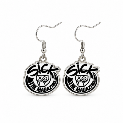 Sick The Magazine Logo Earrings in black