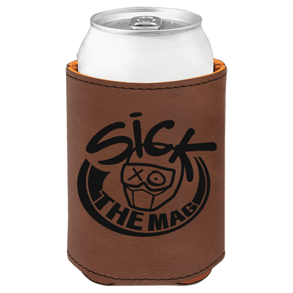 Sick The Mag Leather Koozie in brown