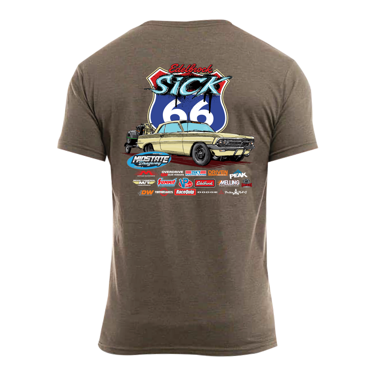 Sick 66 2026 Midstate Dragway Track T-Shirt, back