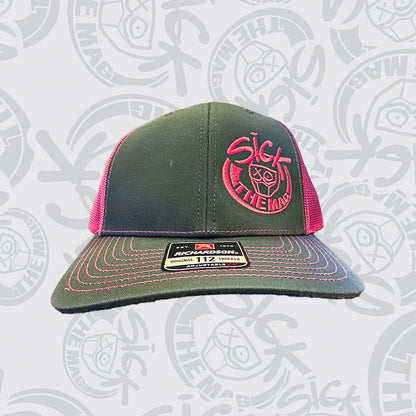 STM Gray & Pink Snapback, front view