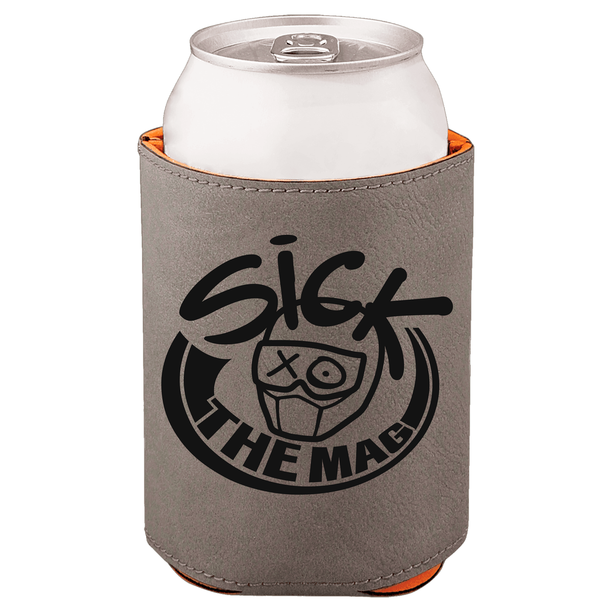 Sick The Mag Leather Koozie in gray