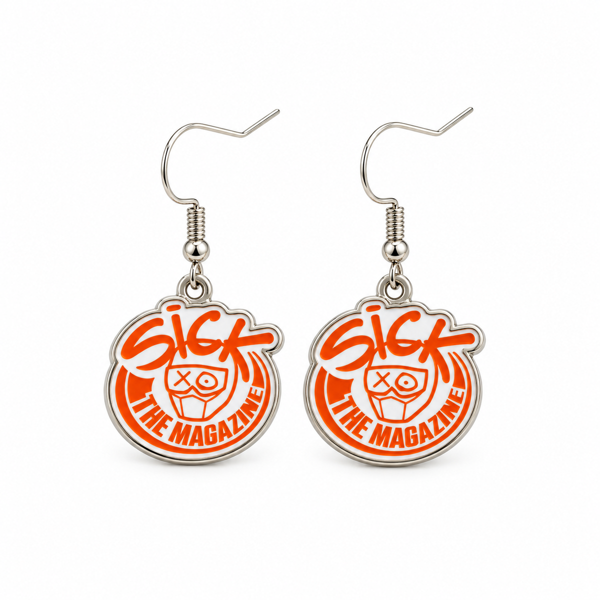 Sick The Magazine Logo Earrings in orange