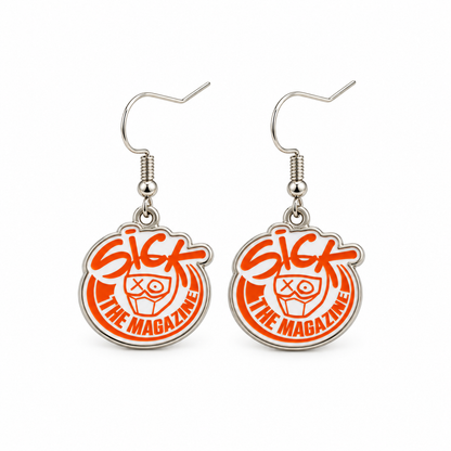 Sick The Magazine Logo Earrings in orange