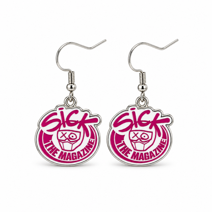 Sick The Magazine Logo Earrings in pink