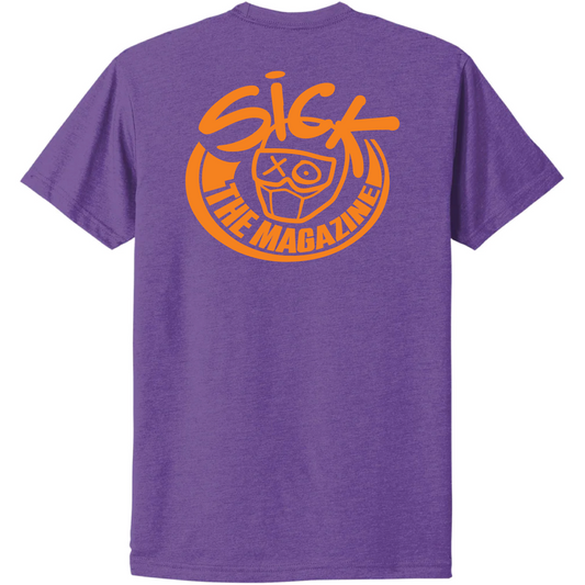 Sick The Mag G Rated Purple T-Shirt with Orange Logo, back