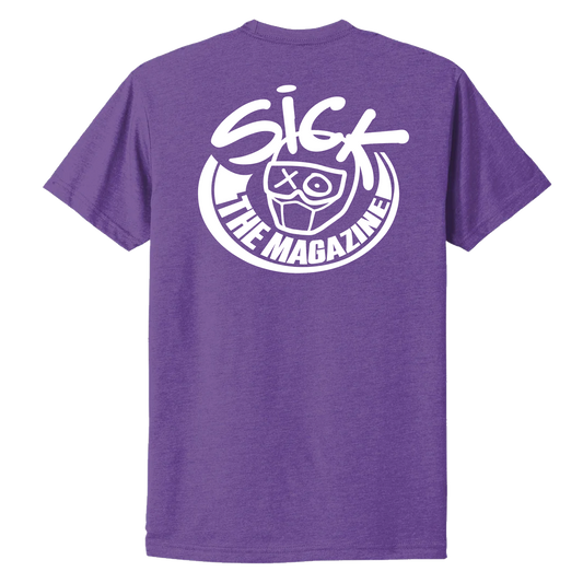 Sick The Mag G Rated Purple T-Shirt with White Logo, back