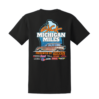 Sick Michigan Miles Presented by Driven Racing Oil T-Shirt (Black)