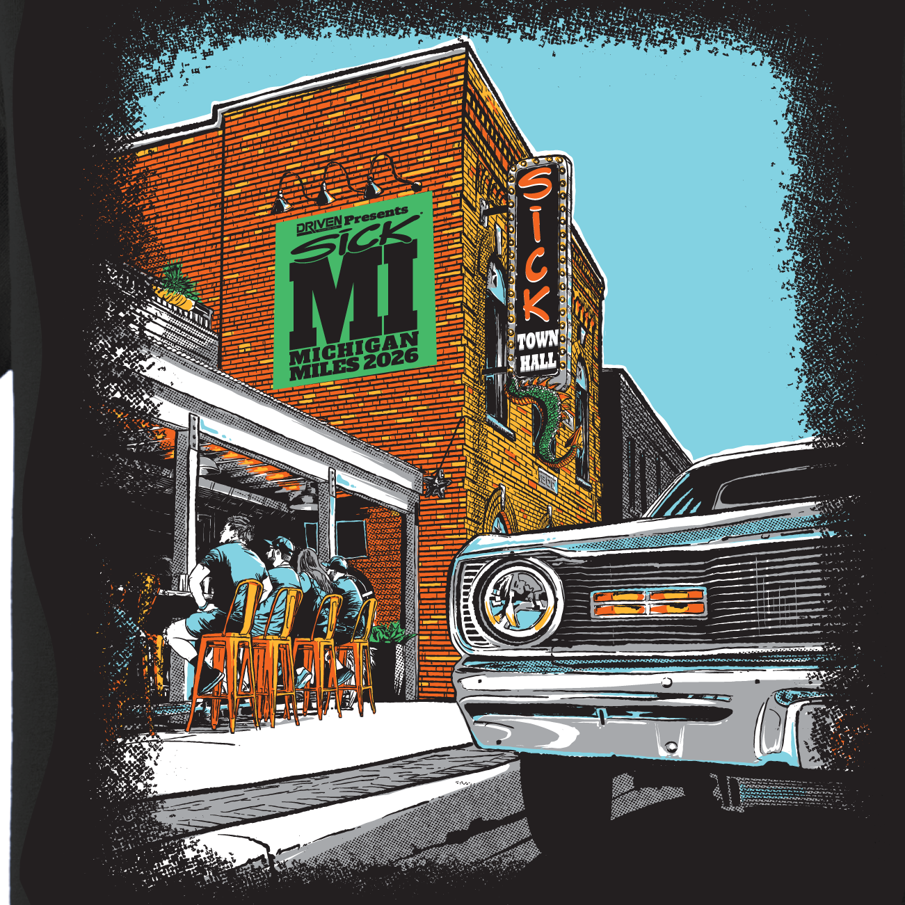 Sick Town Hall Michigan Miles V-Neck