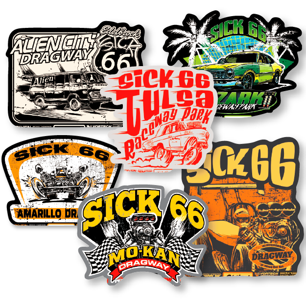 The Edelbrock Sick 66 Track Stickers