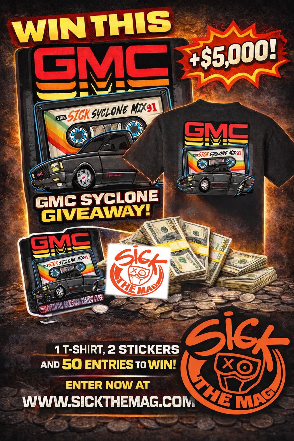 Syclone Giveaway Bundle - Shirt + 2 Stickers + 50 Syclone Entries